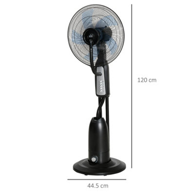 HOMCOM Pedestal Fan with Water Mist Spray, Standing Fan, Humidifying Misting Fan with 3 Speeds, 2.8L Water Tank, Black