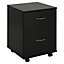 HOMCOM Pedestal Office Mobile File Cabinet 2 Drawer Wooden Storage Black