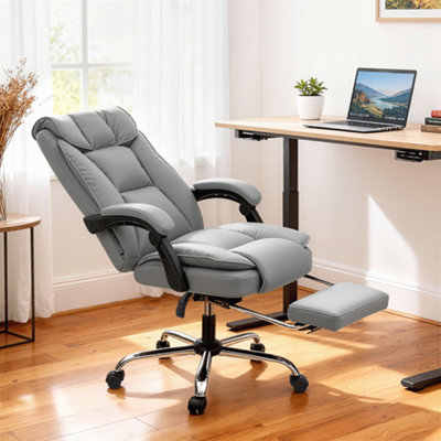 HOMCOM Pet-Friendly Leather Recliner Computer Chair with Footrest, Black
