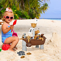 HOMCOM Pirate Ship Sand and Water Table 26 pcs Beach Toy Set Activities Playset