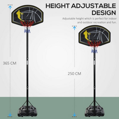 HOMCOM Portable 1.9m-3.05m Adjustable Basketball Hoop Goal Adjustable Height - 4