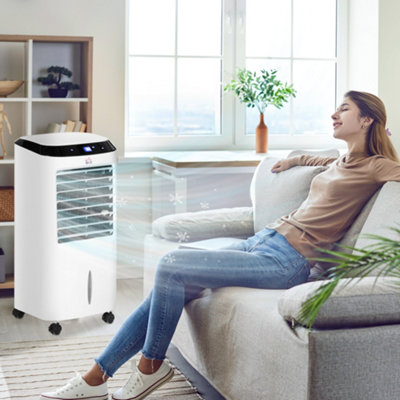 HOMCOM Portable Air Cooler, Evaporative Anion Ice Cooling Fan Humidifier Unit
