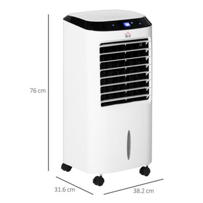 HOMCOM Portable Air Cooler, Evaporative Anion Ice Cooling Fan Water Conditioner Humidifier Unit 3 Mode, Remote, Oscillating, White