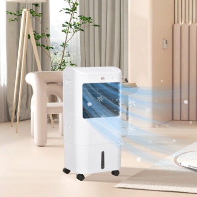 HOMCOM Portable Air Cooler with Humidifier, Remote, Oscillation, White