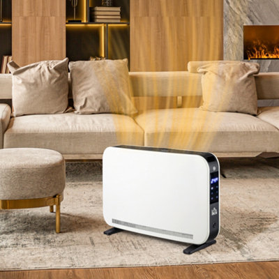 HOMCOM Portable Convector Heater with 24H Timer Adjustable Temperature White