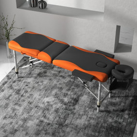 HOMCOM Portable Massage Table Beauty Therapy Couch Bed Spa Aluminum Orange