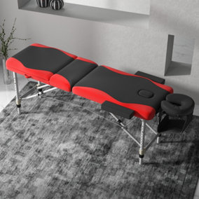 HOMCOM Portable Massage Table Beauty Therapy Couch Bed Spa Aluminum Red