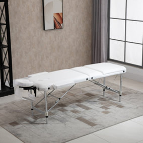 HOMCOM Portable PVC Massage Table Beauty Therapy Couch Bed Spa Aluminum White