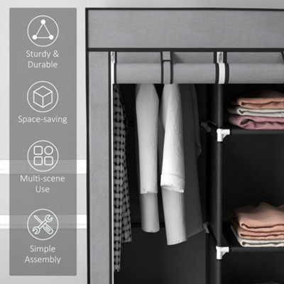 Portable wardrobe with deals shelves