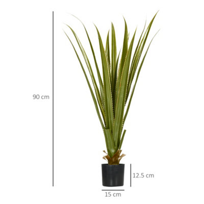 HOMCOM Potted Artificial Plants Agave Succulent for Desk Indoor Outdoor, 90cm