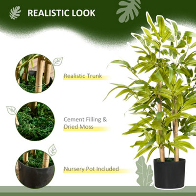 HOMCOM Potted Artificial Plants Bamboo Tree for Desk Indoor Outdoor, 60cm