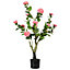HOMCOM Potted Artificial Plants Camellia Flower for Indoor Outdoor, Pink
