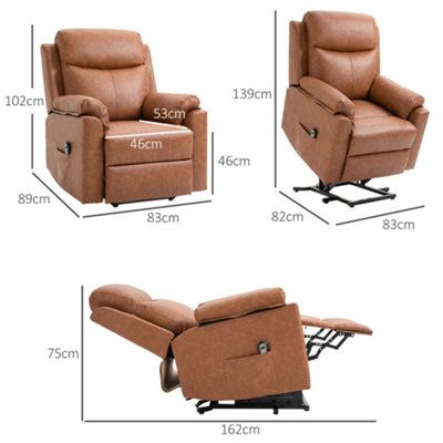 HOMCOM Power Lift Chair Electric Riser Armchair with Remote Control, Brown