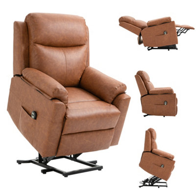 HOMCOM Power Lift Chair Recliner for Elderly, Padded Reclining Chair with  Remote Control, Side Pockets for Living Room, Brown