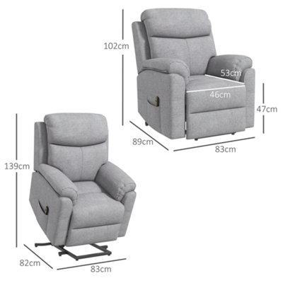 HOMCOM Power Lift Chair Electric Riser Recliner with Remote Control, Grey