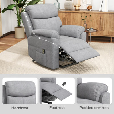 HOMCOM Power Lift Chair Electric Riser with Remote and Massage, Grey