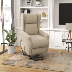 HOMCOM Power Lift Chair for the Elderly Fabric Recliner Armchair w/ Remote Beige