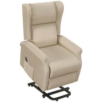 HOMCOM Power Lift Chair for the Elderly Fabric Recliner Armchair w/ Remote Beige