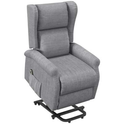 HOMCOM Power Lift Chair for the Elderly Fabric Recliner Armchair w/ Remote Grey