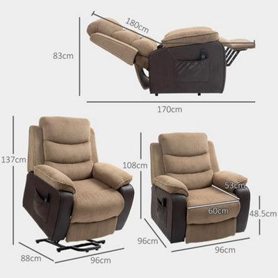 HOMCOM Power Lift Riser Recliner Chair with High Back, Remote, Brown