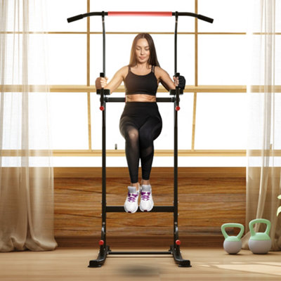 HOMCOM Power Tower Station Pull Up Bar w/Adjustable Height for