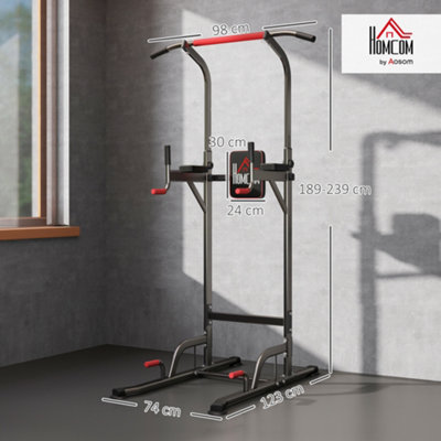 HOMCOM Power Tower Station Pull Up Bar w/Adjustable Height for