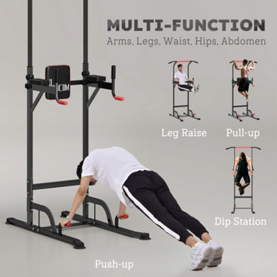 HOMCOM Power Tower Station Pull Up Bar w/Adjustable Height for Home Gym ...