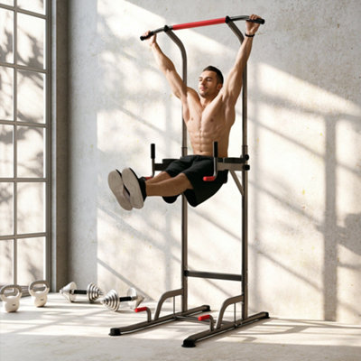 HOMCOM Power Tower Station Pull Up Bar w/Adjustable Height for Home Gym ...