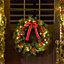 HOMCOM Pre-Lit Artificial Christmas Door Wreath Holly Garland Decor 20 LED