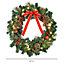 HOMCOM Pre-Lit Artificial Christmas Door Wreath Holly Garland Decor 20 LED