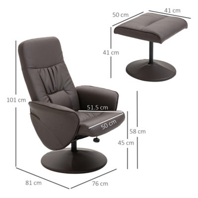 HOMCOM PU Leather 2 Pcs Reclining Armchair w/ Ottoman 360 Swivel 