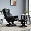 HOMCOM PU Leather Manual Reclining Armchair Footstool Set Padded Seat Black