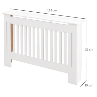 HOMCOM Radiator Cover Painted Slatted Cabinet MDF Lined Grill White 112L x 19W x 81H cm