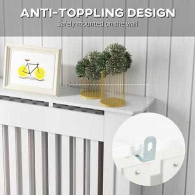 HOMCOM Radiator Cover Painted Slatted MDF Cabinet Lined Grill 112x19x81cm