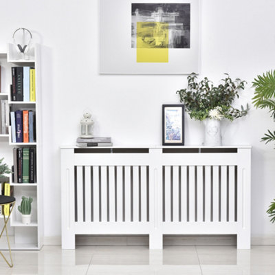 HOMCOM Radiator Cover Painted Slatted MDF Cabinet Lined Grill 152x19x81cm Price Comparisons | Compare The Build