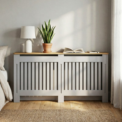 HOMCOM Radiator Cover Painted Slatted MDF Cabinet Lined Grill 172x19x81cm