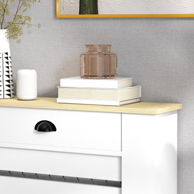 HOMCOM cubre radiadores cubreradiador de MDF cubierta para radiador para salón dormitorio pasillo 78x19x82 cm roble