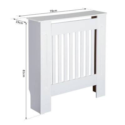 HOMCOM Radiator Cover Wooden Cabinet Vertical Slatted Vent MDF White Home