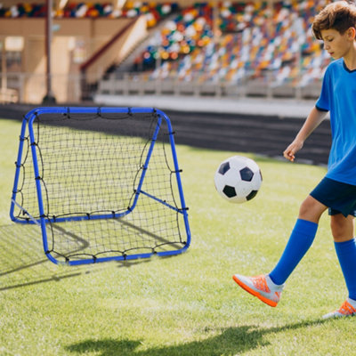 HOMCOM Rebounder Net Football Target Goal with Adjustable Angles, Blue