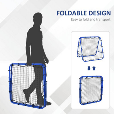 HOMCOM Rebounder Net Football Target Goal with Adjustable Angles, Blue