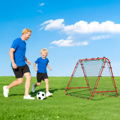 HOMCOM Rebounder Net Football Target Goal with Adjustable Angles, Red