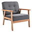 HOMCOM Reception Retro Accent Chair Beech Wood Frame Armchair Occasional Living Room 64.5W x 70D x 70H cm
