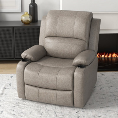 HOMCOM Recliner Armchair for Living Room, Recliner Chair with Cup Holder