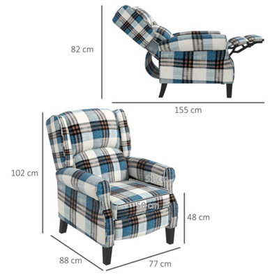 HOMCOM Recliner Chair for Living Room Wingback Chair with Padded Armrest Blue