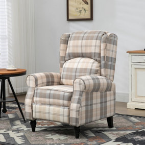 HOMCOM Recliner Chair for Living Room Wingback Chair with Padded Armrest Khaki