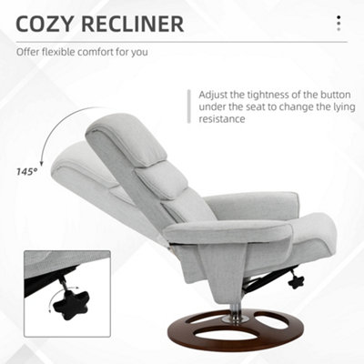 HOMCOM Recliner Chair Ottoman Set 360 Swivel Sofa Wood Base Grey