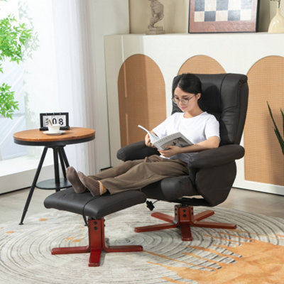 HOMCOM Recliner Chair with Footstool, Backrest Adjustable, Armchair, Black