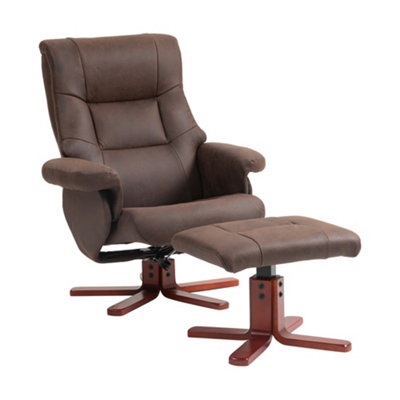 HOMCOM Recliner Chair with Footstool, Backrest Adjustable, Armchair, Brown