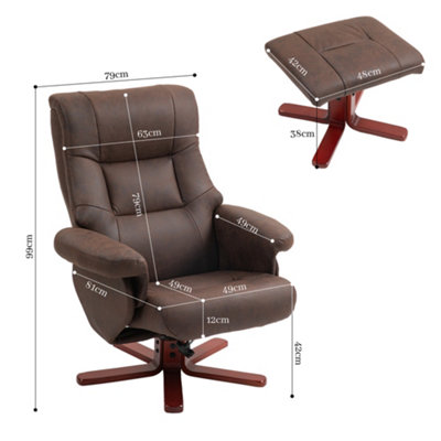 HOMCOM Recliner Chair with Footstool, Backrest Adjustable, Armchair, Brown