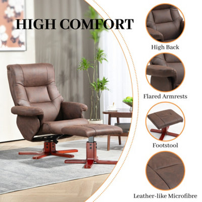 HOMCOM Recliner Chair with Footstool, Backrest Adjustable, Armchair, Brown